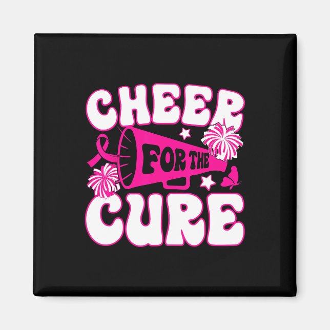 Groovy Cheer för en ren bröstcancermedvetenhet Magnet (Framsidan)