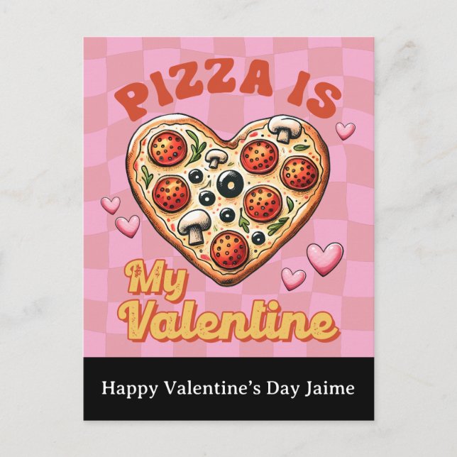 Groovy Cheese Pizza My Valentines Day Postcard Vykort (Framsida)