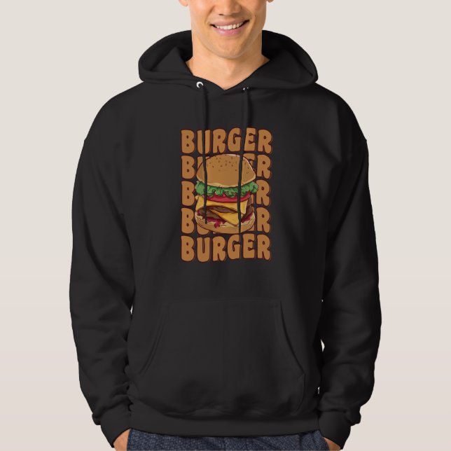 Groovy Cheeseburger Burger Cookout Foodie Meat Eat Hoodie (Framsida)