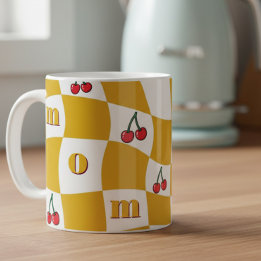 Groovy Cherry Checkerboard Kitchen Kitsch Mom Kaffemugg