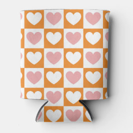 Groovy Chessboard Flower Heart Rosa Orange Färg