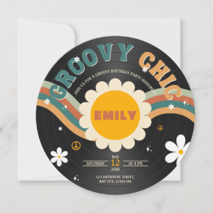 Groovy Chic Retro Vinylskiva Födelsedag Inbjudningar