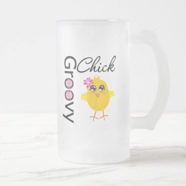 Groovy chick frostat ölglas (Höger)