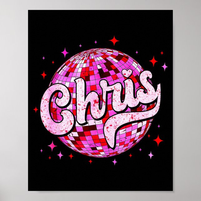 Groovy Chris Förnamn D Jag älskar Chris Tees Meme  Poster (Framsidan)