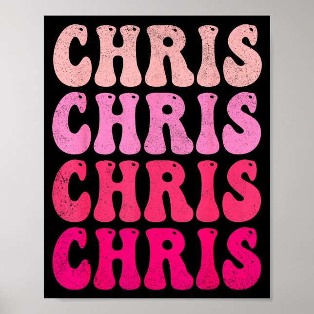 Groovy Chris Förnamn D Jag älskar Chris Tees Meme  Poster (Framsidan)