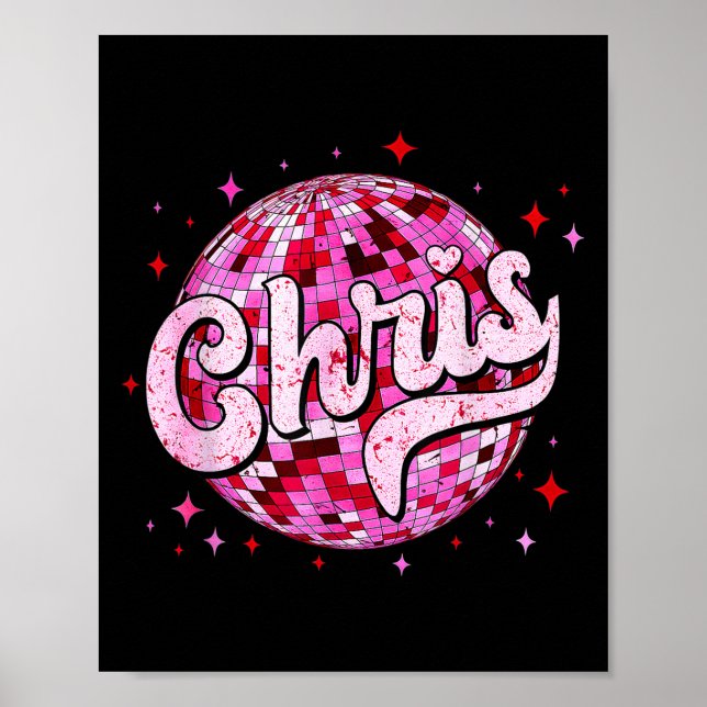 Groovy Chris Förnamn D Jag älskar Chris Tees Meme  Poster (Framsidan)