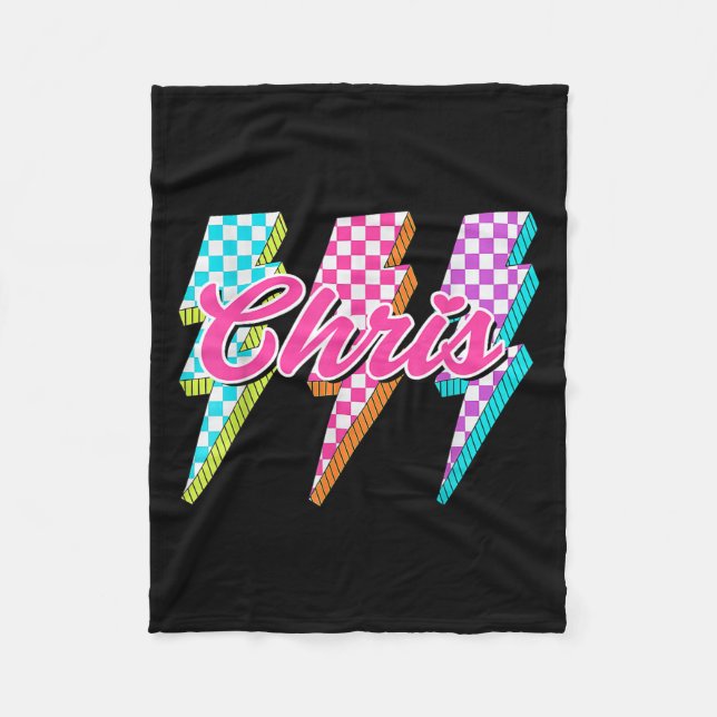 Groovy Chris Lightning Bolt Checkered I Love Meme  Fleecefilt (Framsidan)