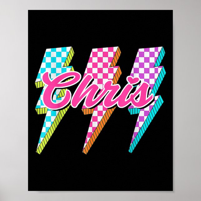 Groovy Chris Lightning Bolt Checkered I Love Meme  Poster (Framsidan)