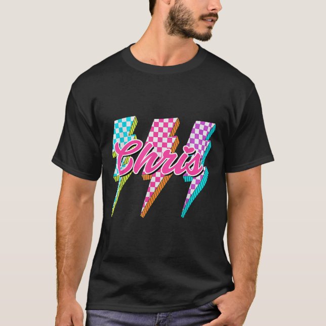 Groovy Chris Lightning Bolt Checkered I Love Meme  T Shirt (Framsida)