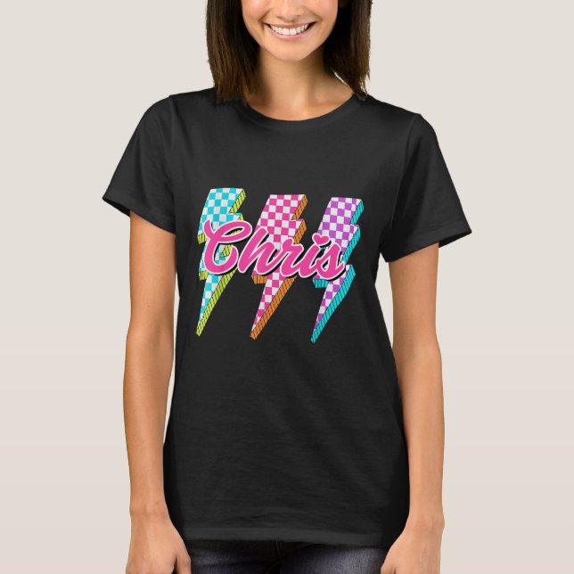 Groovy Chris Lightning Bolt Checkered I Love Meme  T Shirt (Framsida)