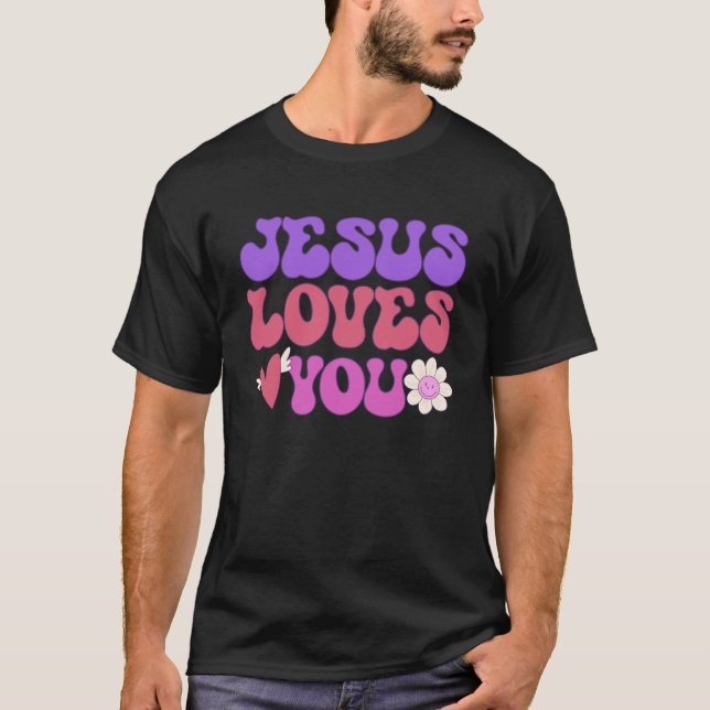 Groovy Christian Jesus Kärlek Du 70 är Hippie T Shirt (Framsida)
