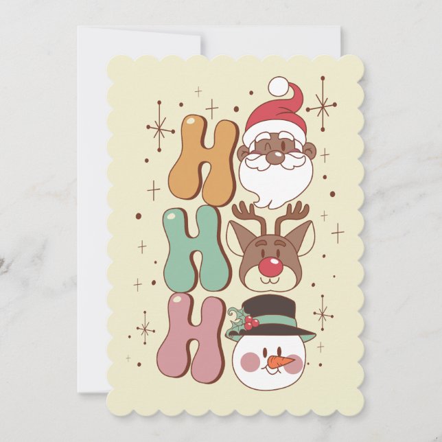 Groovy christmas Black Tomrener snögubbe ho Inbjudningar (Framsida)