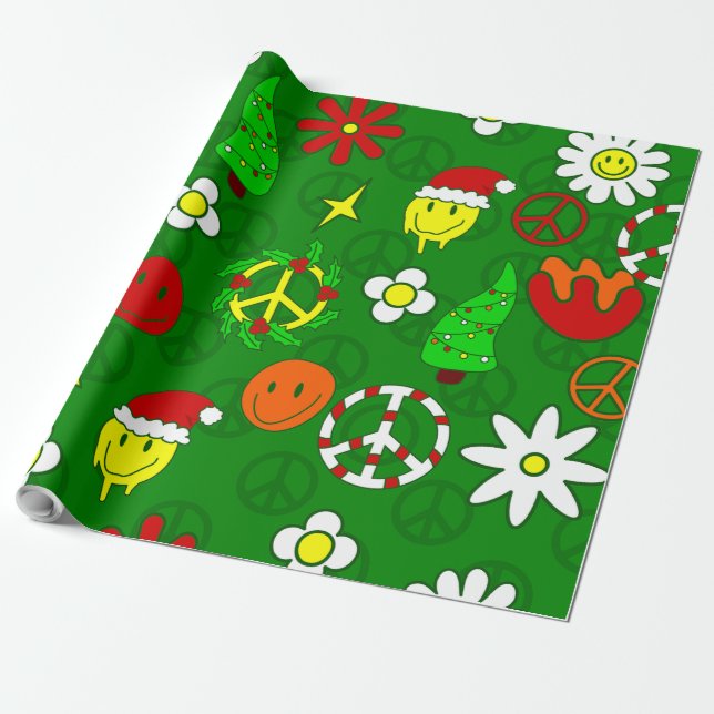 Groovy christmas fredstecken lycklig ansikte presentpapper (Utrullad)