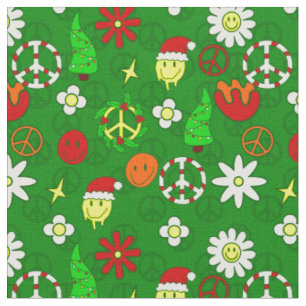 Groovy christmas fredstecken lycklig ansikte tyg