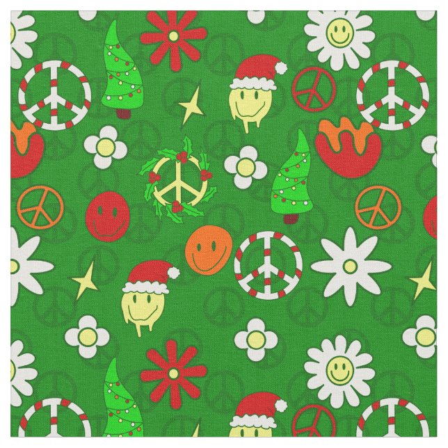 Groovy christmas fredstecken lycklig ansikte tyg (Närbild)