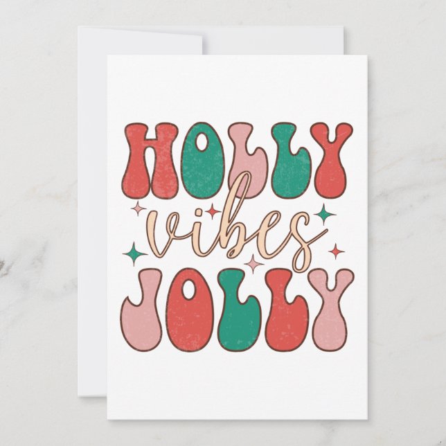 Groovy Christmas Holly Jolly Vibes Retro Happiness Inbjudningar (Framsida)