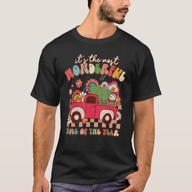 Groovy Christmas It's The Most Wonderful Time Of T T Shirt (Framsida)