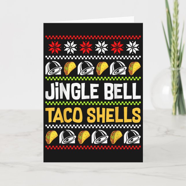 Groovy Christmas Jingle Bells Taco Shells Ugly Xma Kort (Framsida)