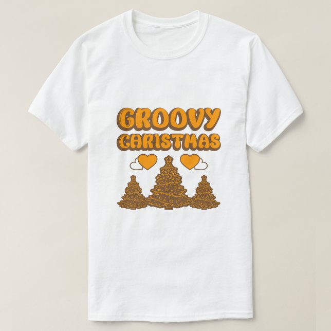 "Groovy Christmas" Retro 70s Style Holiday T-Shirt (Design framsida)