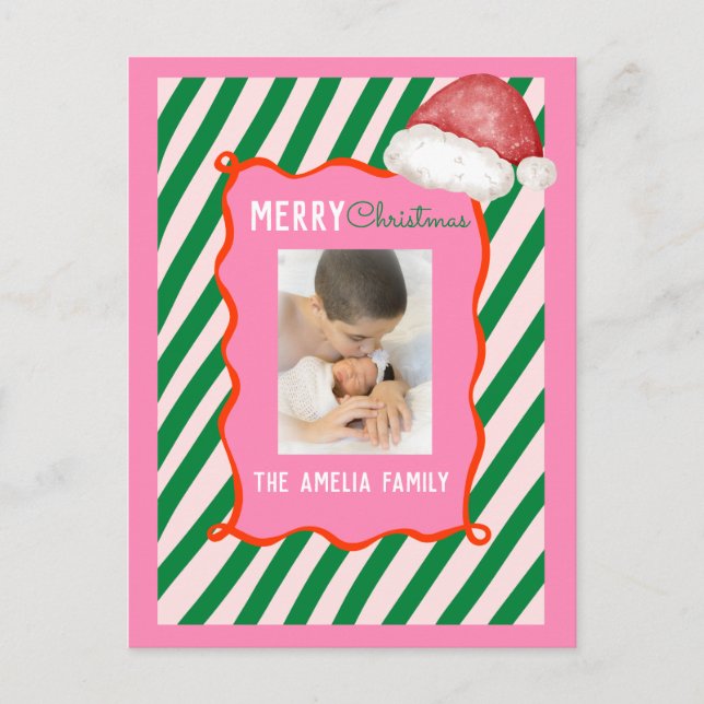 Groovy Christmas Santa Doodle Photo  Helg Vykort (Framsida)