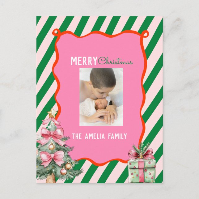 Groovy Christmas Tree Doodle Photo  Helg Vykort (Framsida)