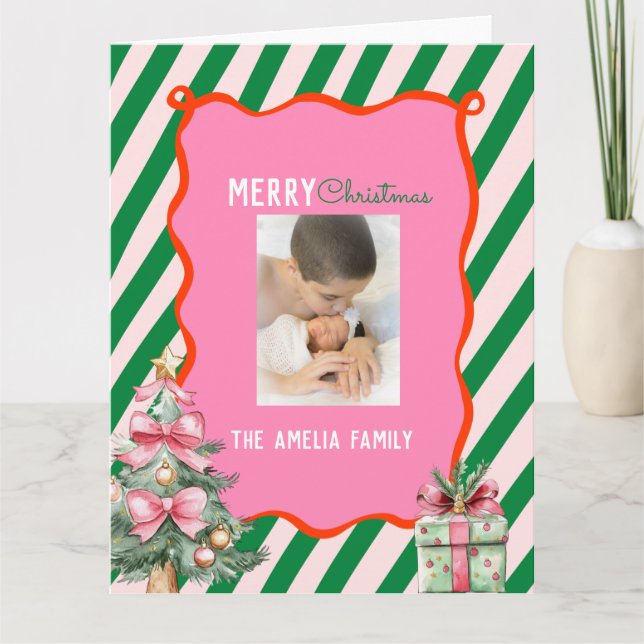 Groovy Christmas Tree Doodle Photo  Kort (Framsida)