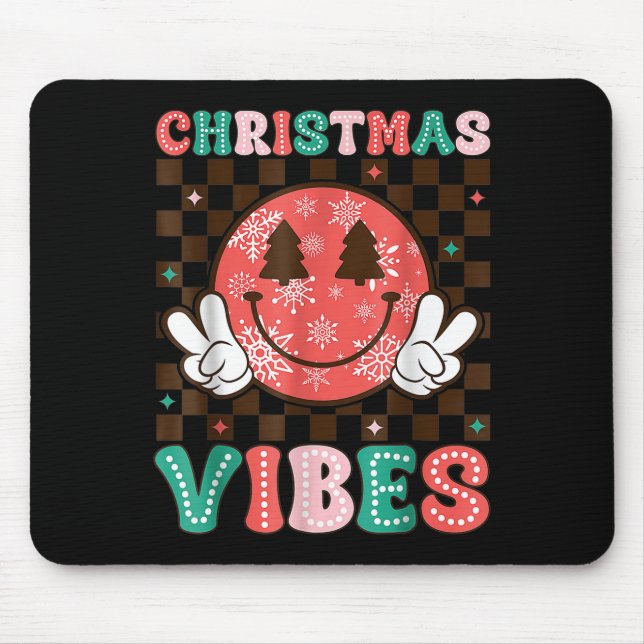 Groovy Christmas Vibes Happy Smile Face Xmas Holid Musmatta (Framsidan)