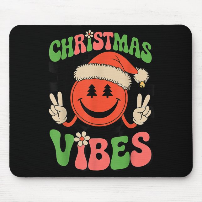Groovy Christmas Vibes Smile Face Santa Hat Xmas T Musmatta (Framsidan)