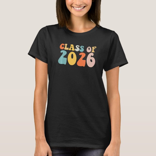 Groovy Class Of 2026 Senior Junior 12th Grade Back T Shirt (Framsida)