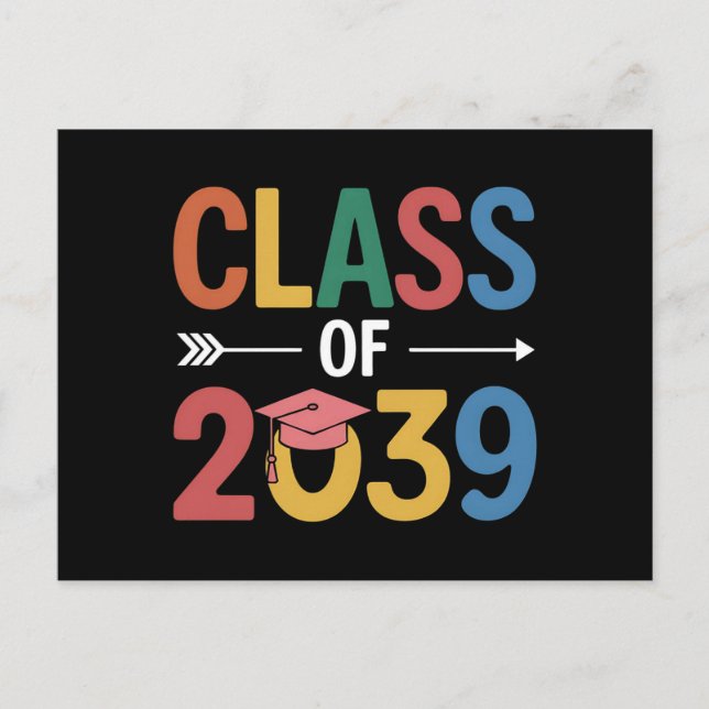 Groovy Class of 2039 Studenten Senior 2039 Vykort (Framsida)