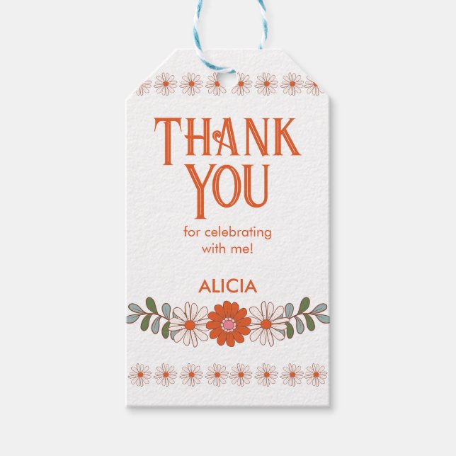 Groovy Classic Daisy Hippie Flora Tack Presentetikett (Framsidan)