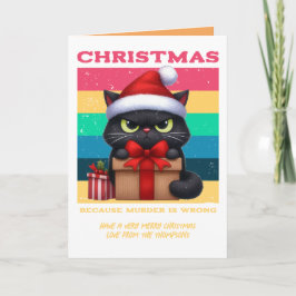 Groovy Claus Funny Cat Retro Christmas Photo Helgkort