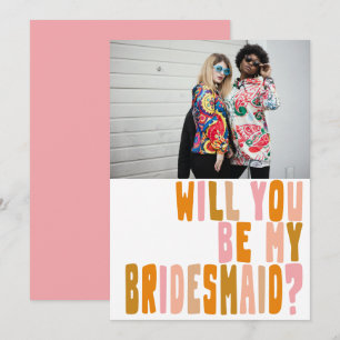 Groovy Colorful Bridesmaid Photo Frieri kort