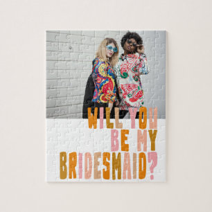 Groovy Colorful Bridesmaid Photo Frieri kort Pussel