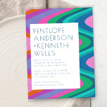 Groovy Colorful Curvy Linjer Unique Retro Bröllop Inbjudningar<br><div class="desc">Groovy Colorful Curvy Linjer Unique Retro Wedding-inbjudan</div>