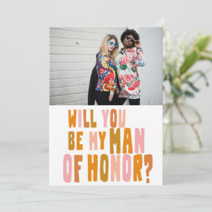 Groovy Colorful Man of Honor Photo Frieri Card Inbjudningar