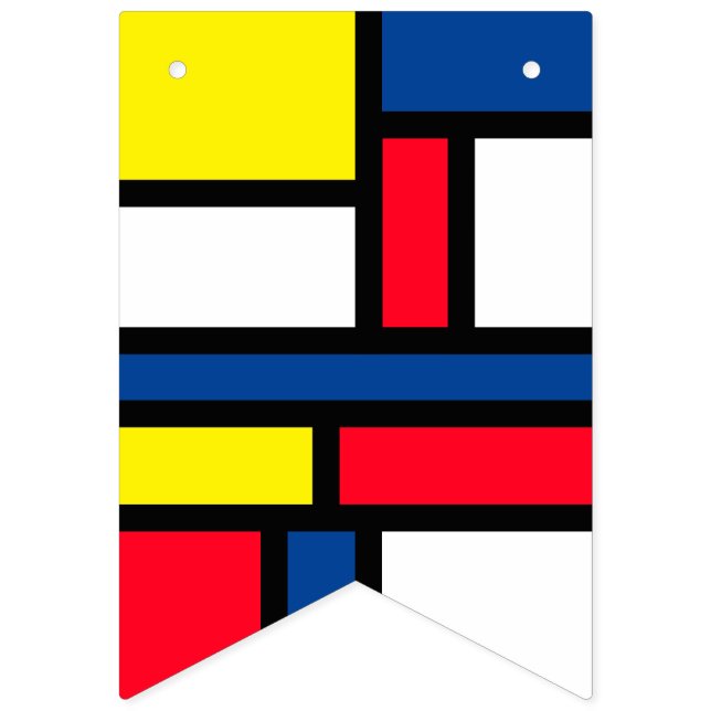 Groovy Colorful Modern Mondrian Stil Abstrakt Art Vimplar (Första flaggan)