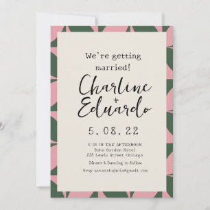 Groovy Colorful Retro 70s Bröllop Handlettering Inbjudningar