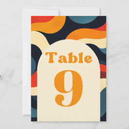 Groovy Colorful Retro Vågigt Bröllop Bordsnummer