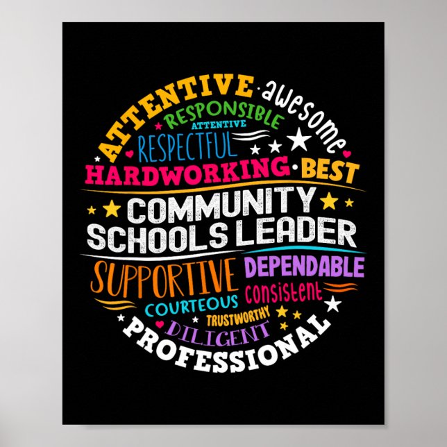 Groovy Community Schools Leader Spreading Positivi Poster (Framsidan)