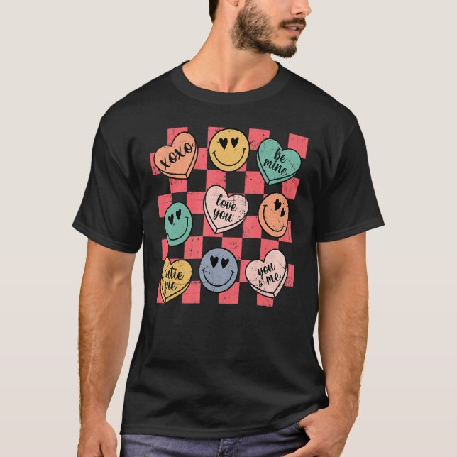 Groovy Conversation Heart Candy Valentines Day Cos T Shirt (Framsida)