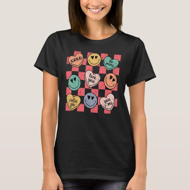 Groovy Conversation Heart Candy Valentines Day Cos T Shirt (Framsida)