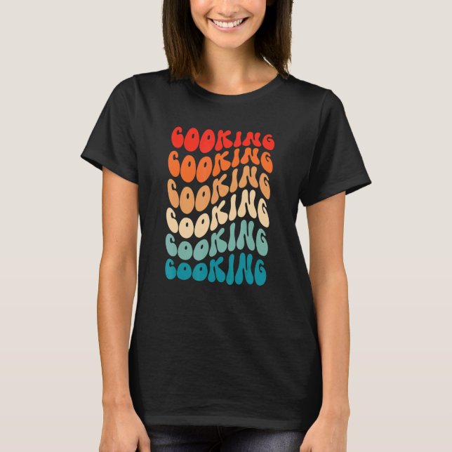 Groovy Cooking For Girl Women Retro 70s Hippie Boh T Shirt (Framsida)