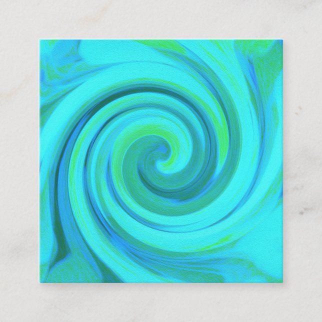 Groovy Cool Abstrakt Aqua Flytande Konst Virvel Fyrkantigt Visitkort (Framsida)