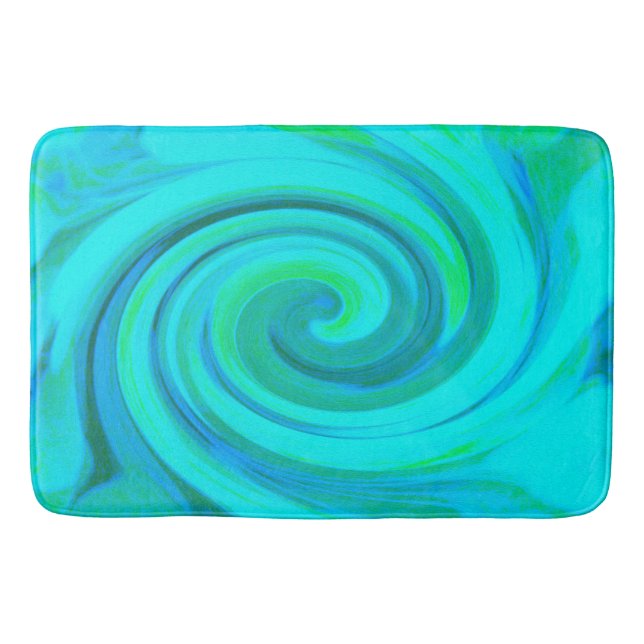 Groovy Coola Abstrakt Aqua Liquid Art Swirl Badrumsmatta (Framsidan)