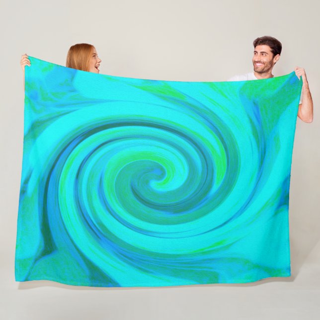 Groovy Coola Abstrakt Aqua Liquid Art Swirl Fleecefilt (På plats)