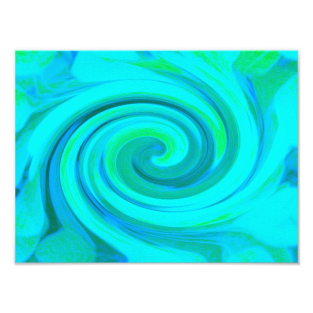 Groovy Coola Abstrakt Aqua Liquid Art Swirl Fototryck (Framsidan)