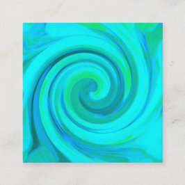 Groovy Coola Abstrakt Aqua Liquid Art Swirl Fyrkantigt Visitkort