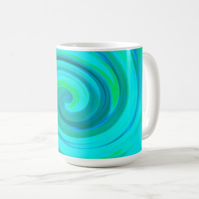 Groovy Coola Abstrakt Aqua Liquid Art Swirl Kaffemugg (Framsida höger)