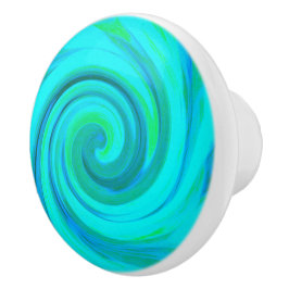 Groovy Coola Abstrakt Aqua Liquid Art Swirl Knopp